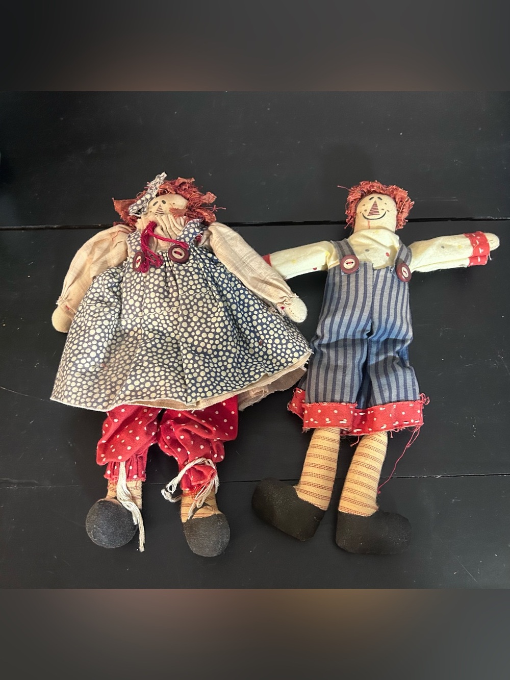 Primitive Rag Doll Boy Girl Pair Handmade Country Farmhouse Folk Art Decor